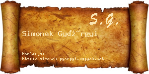 Simonek Györgyi névjegykártya